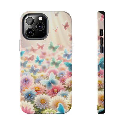 Butterfly Flower Garden - iPhone Case - Pastel Floral Protective Cover