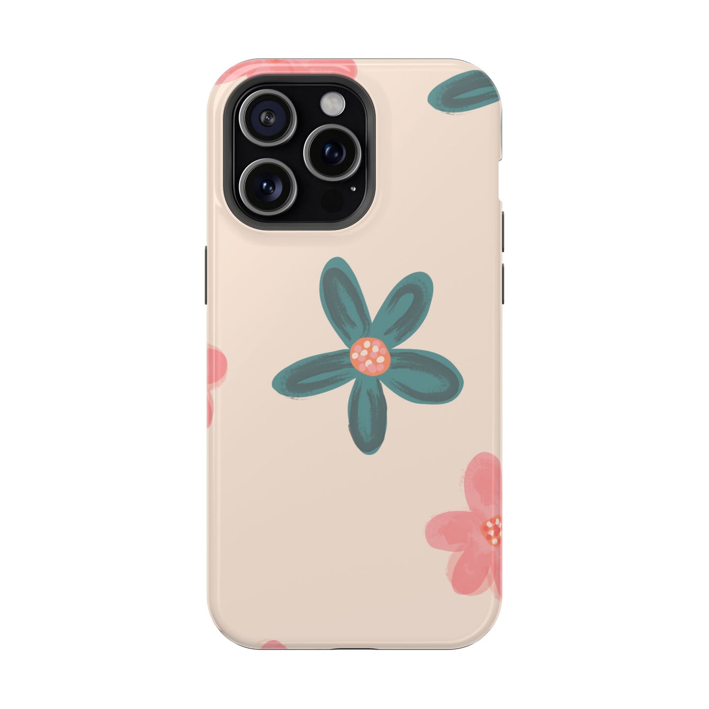 Vintage Floral Tough MagSafe iPhone Case – Soft Matte Finish with Dual-Layer Protection