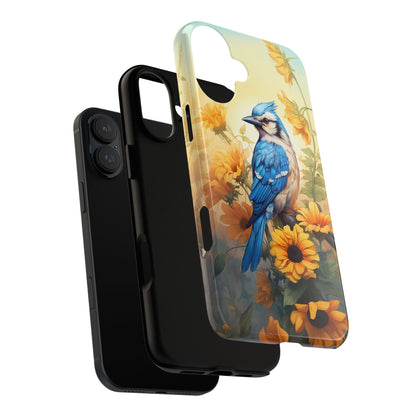 Blue Jay & Sunflowers Phone Case - Perfect Gift for Bird Lovers!