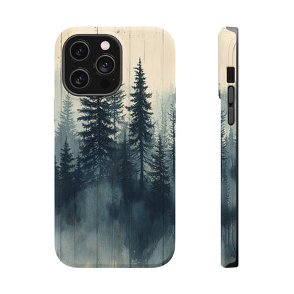 Misty Forest Wood MagSafe iPhone Case - Nature-Inspired Protective Cover