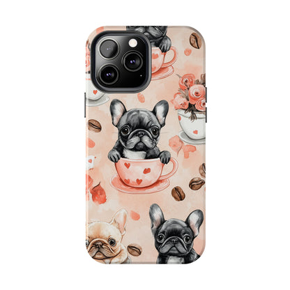 French Bulldogs in Heart iPhone Case – Cute Dog & Floral Design, Shockproof Protection - BOGO Cases