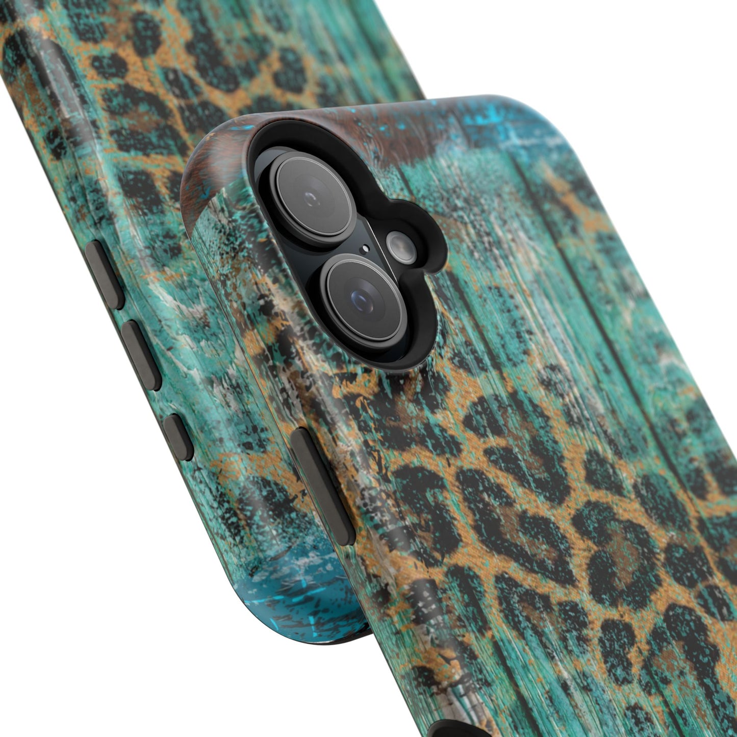 Turquoise Rustic Leopard Wood - MagSafe  iPhone Series Case