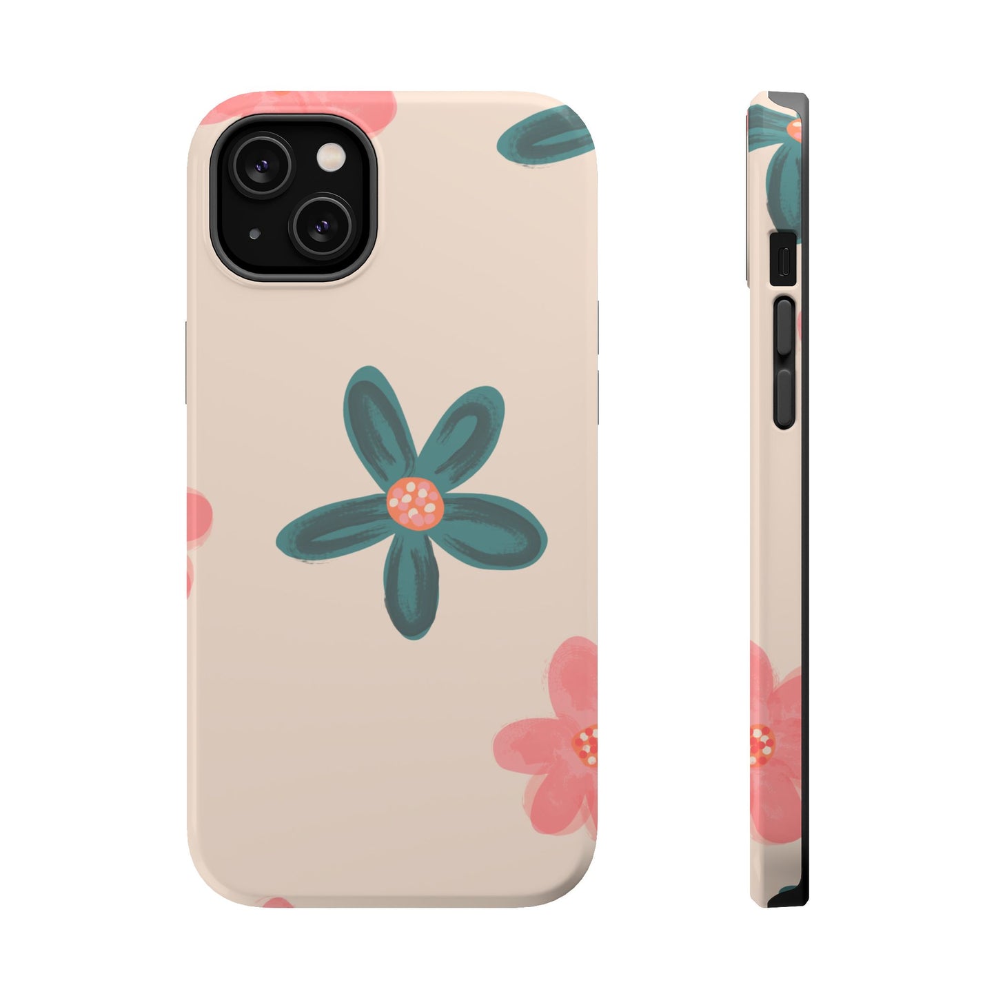 Vintage Floral Tough MagSafe iPhone Case – Soft Matte Finish with Dual-Layer Protection