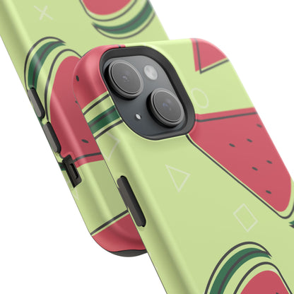 Watermelon Slice MagSafe iPhone Case – Fresh & Fun Design with Retro Geometric Pattern