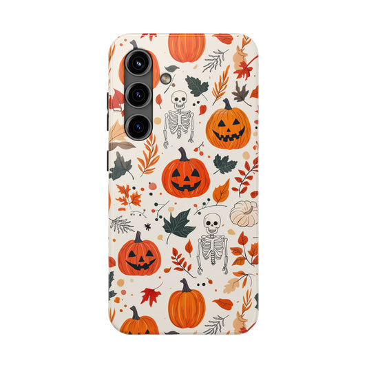 Halloween Pumpkin & Skeleton Samsung GalaxyCase – Spooky Autumn Design