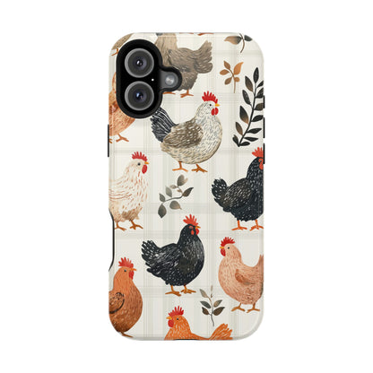 MagSafe iPhone Case: Vintage Chicken & Leaves – Farmhouse Style Case