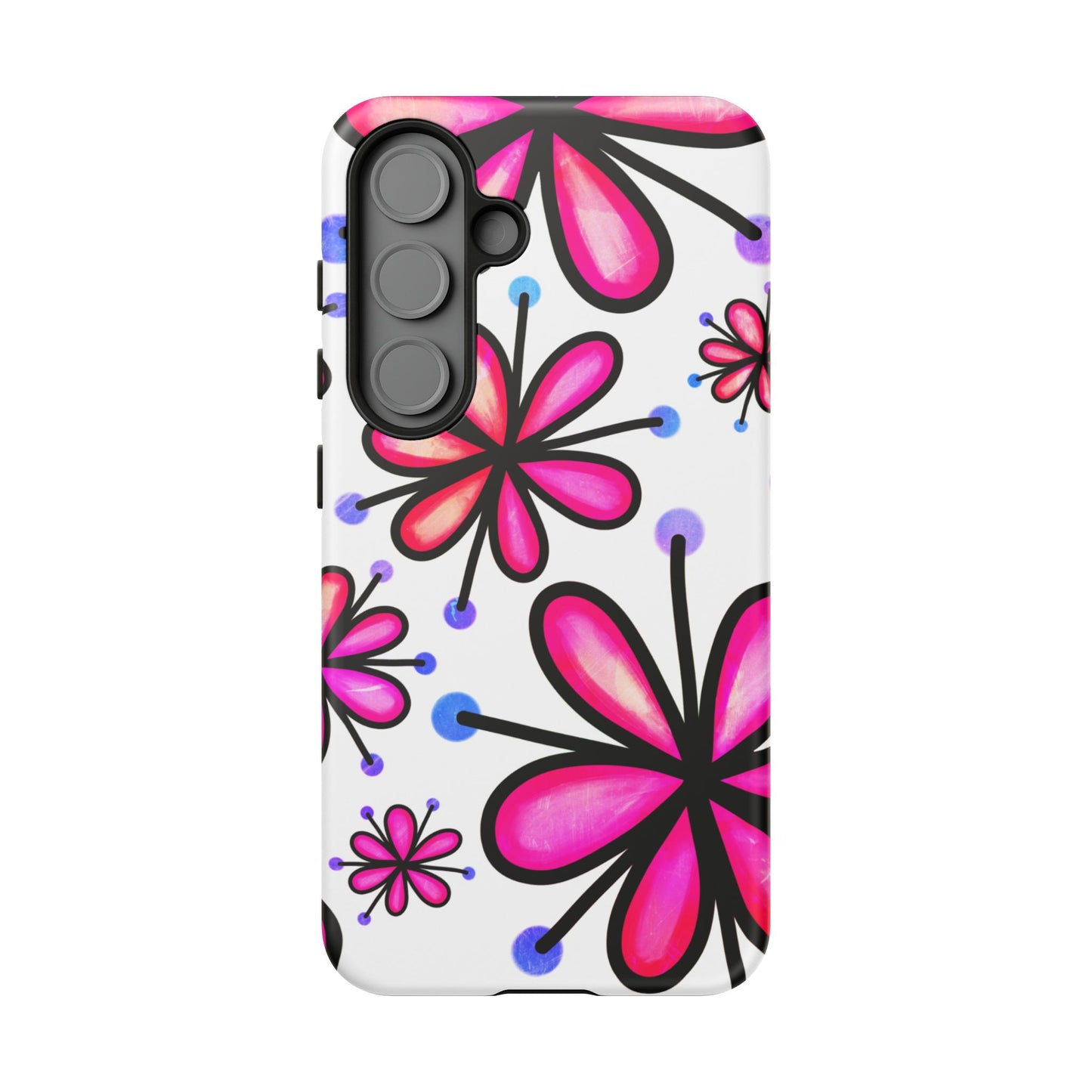 Pink Retro Bloom Samsung Galaxy Case – Ultra-Slim Design, Glossy Finish