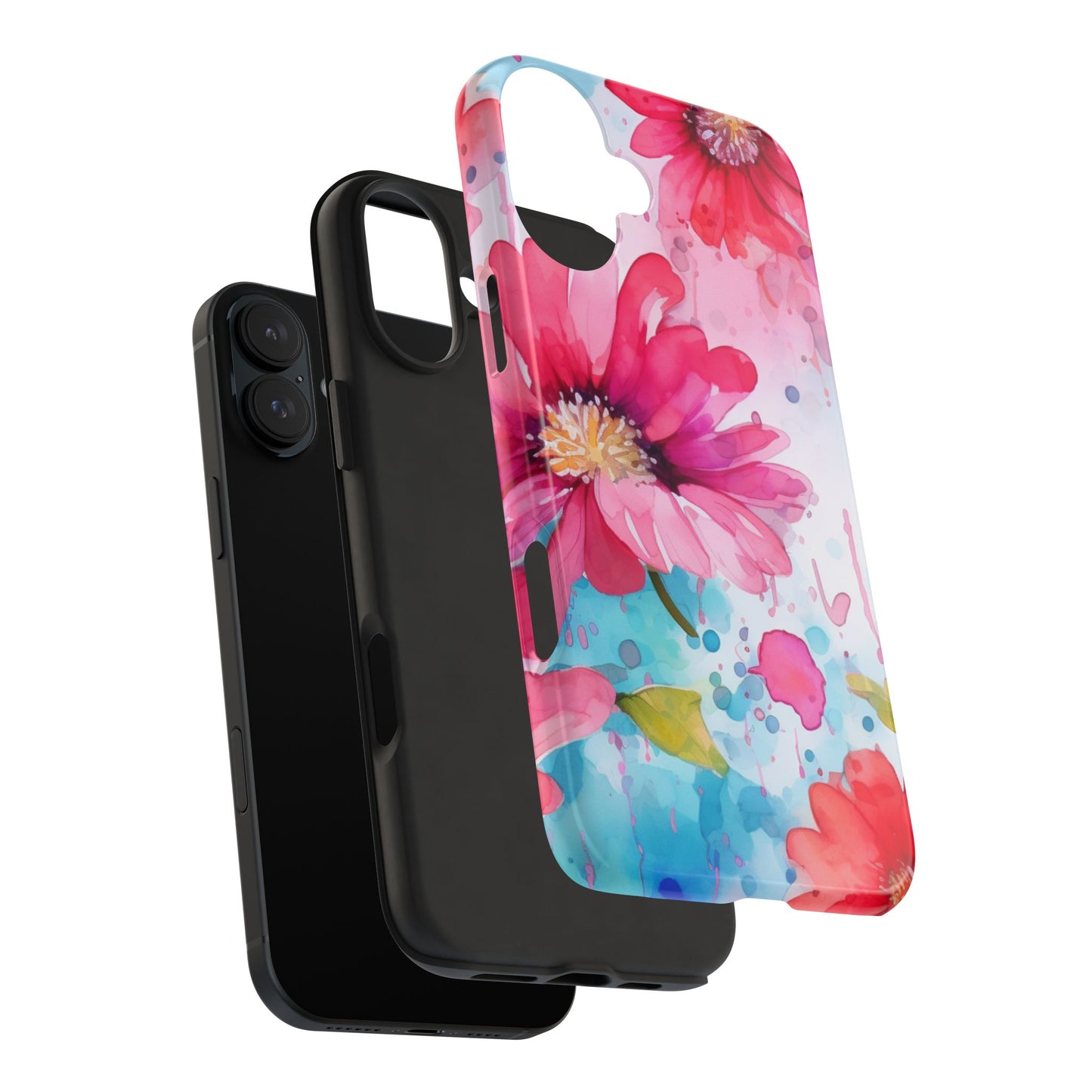 Vibrant Watercolor Red & Pink Floral - iPhone Case