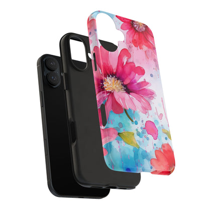 Vibrant Watercolor Red & Pink Floral - iPhone Case