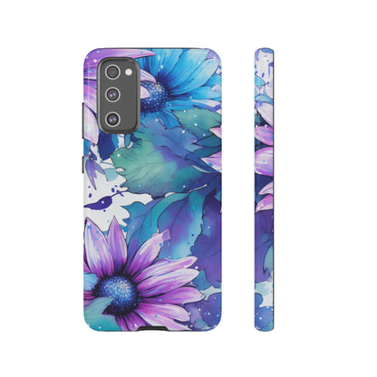 Purple & Teal Watercolor Floral Samsung Galaxy Case - Artistic Flower Design