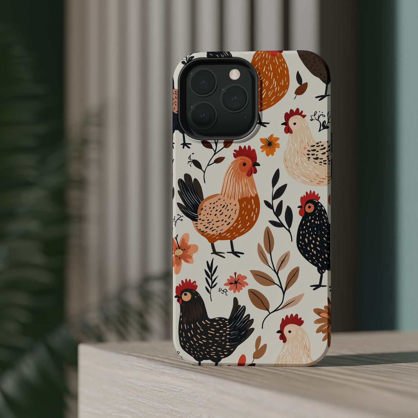 MagSafe iPhone Case: Cluckin' Vintage – Chickens & Leaves