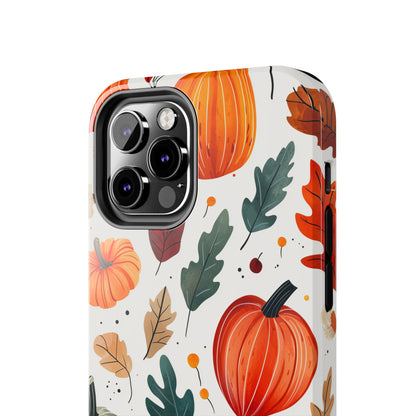 Autumn Harvest iPhone Case - Pumpkin and Fall Leaf Design