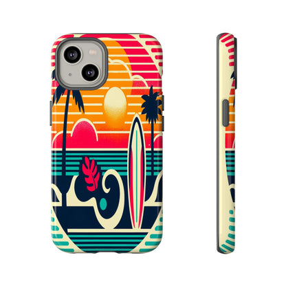 Retro Beach Vibes iPhone Case - Sunset Surfing Protective Cover