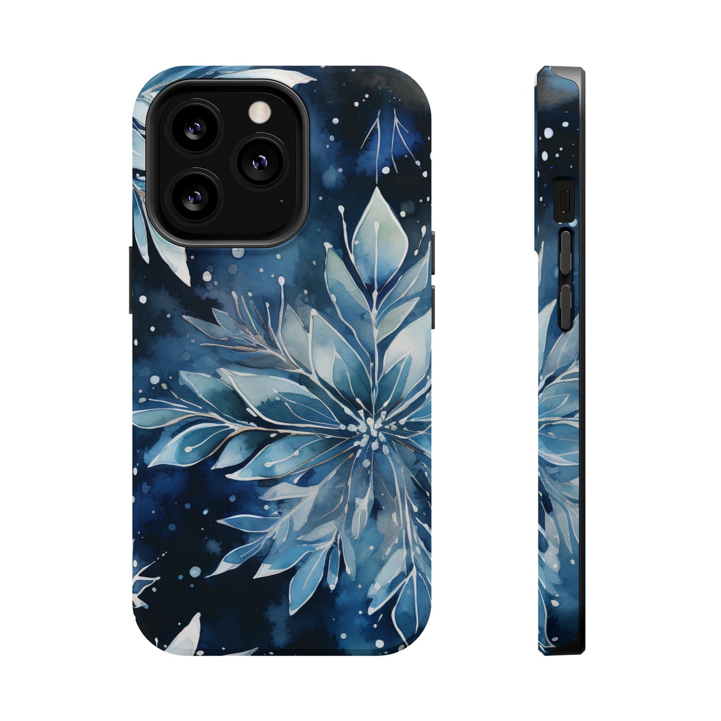 Winter’s Embrace – Blue Snowflake MagSafe iPhone Case