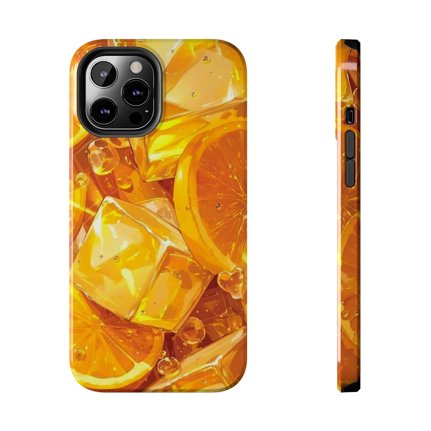 Citrus Splash iPhone Case – Bright Orange Slices & Ice, Dual-Layer Protection