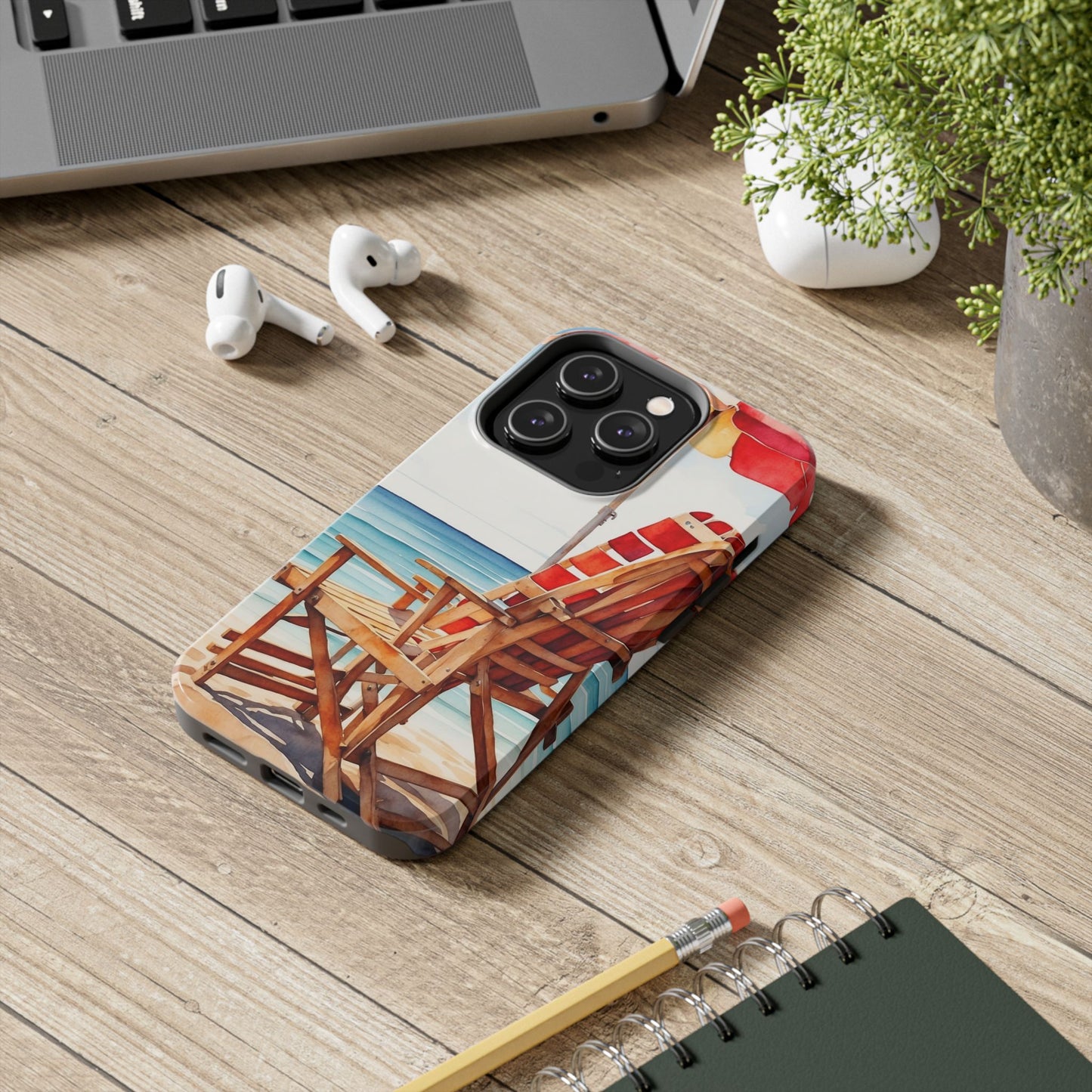 Beach Bliss iPhone Series Case – Relaxing Seaside Chair and Umbrella Design