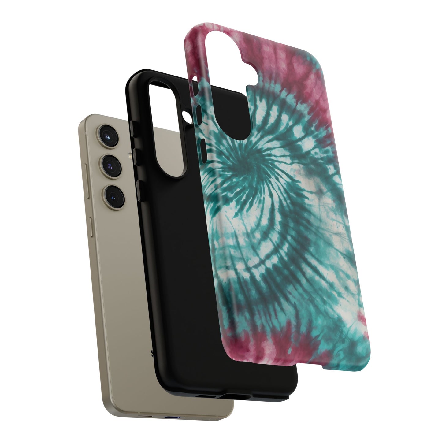 Teal and Pink Spiral Tie-Dye Samsung Galaxy Case – Boho Chic Design