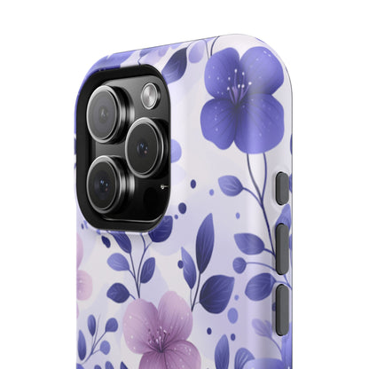 Purple Floral MagSafe iPhone Case – Durable Protection with Elegant Flower Design