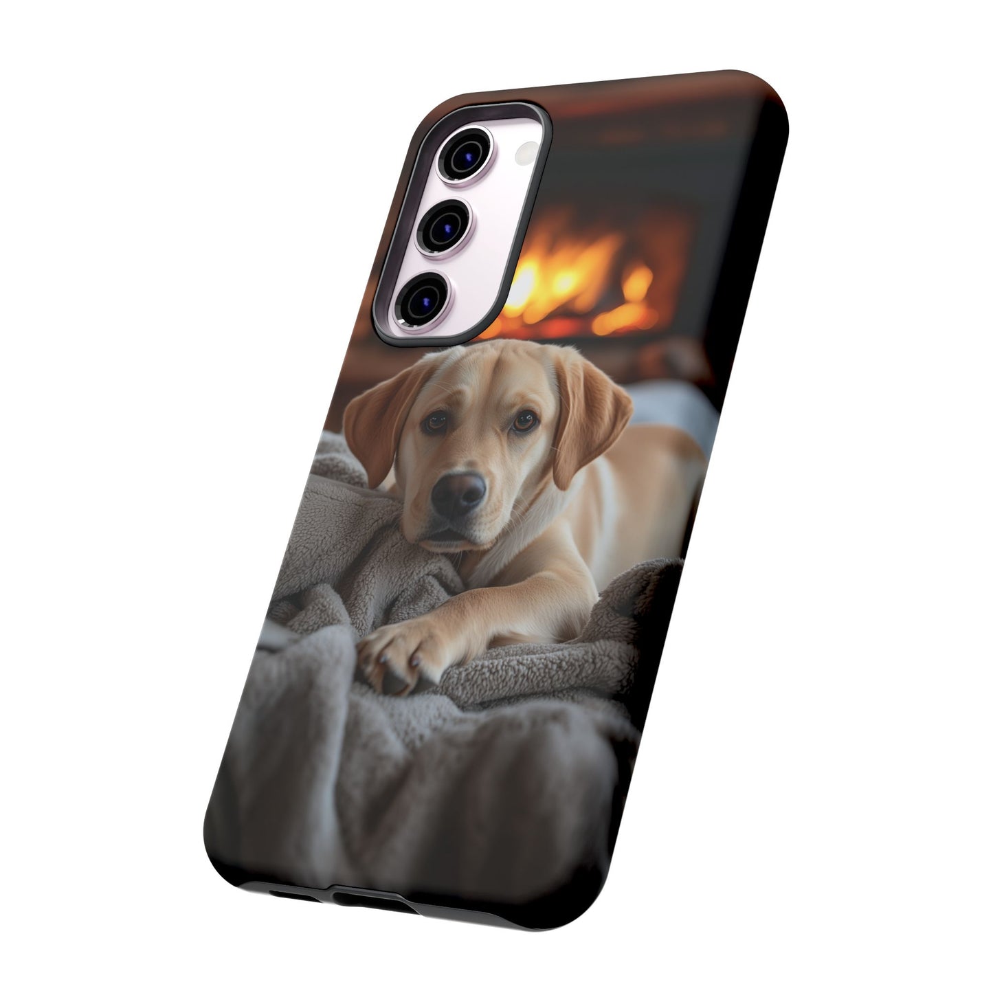 Cozy Golden Retriever by the Fireplace - Samsung Galaxy Case