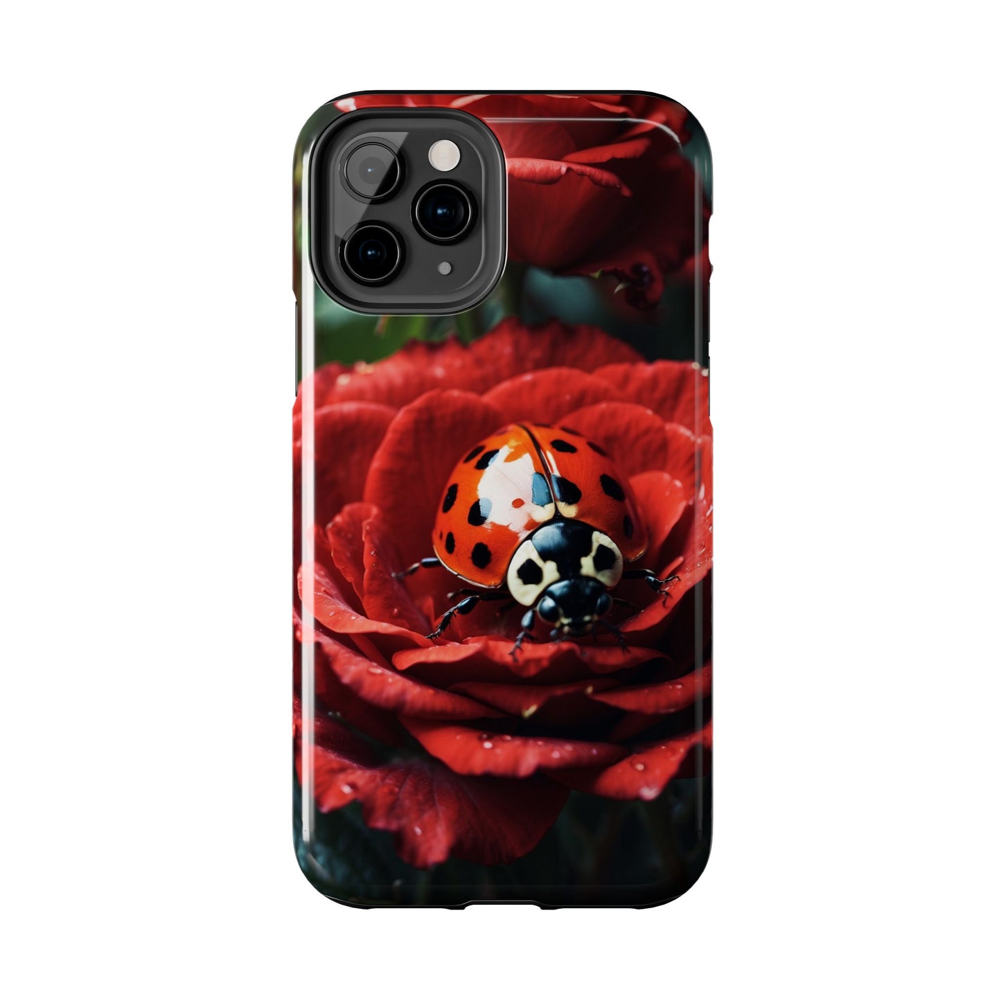 Elegant Rose & Ladybug Charm - iPhone Series Case