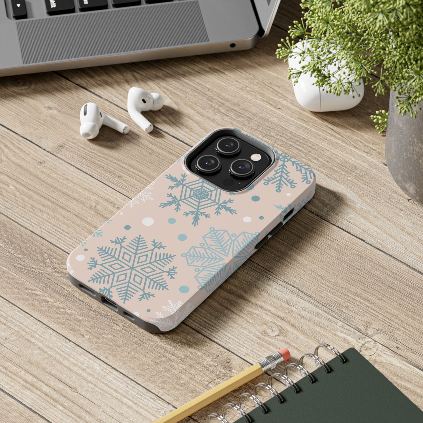 Winter Snowflakes iPhone Case – Shockproof, Smooth Matte Finish, Dual-Layer Protection