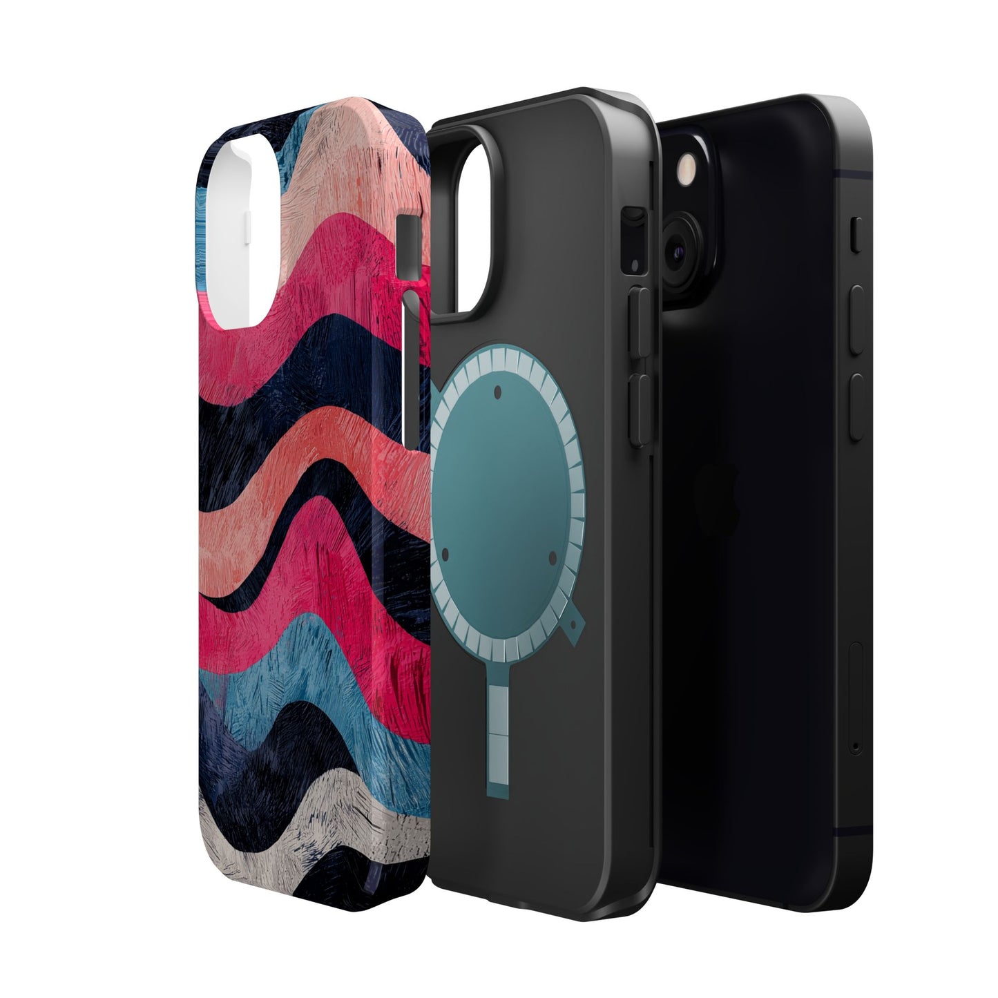 Abstract Wave Pattern MagSafe iPhone Case – Shockproof, Matte Finish, Dual-Layer Protection