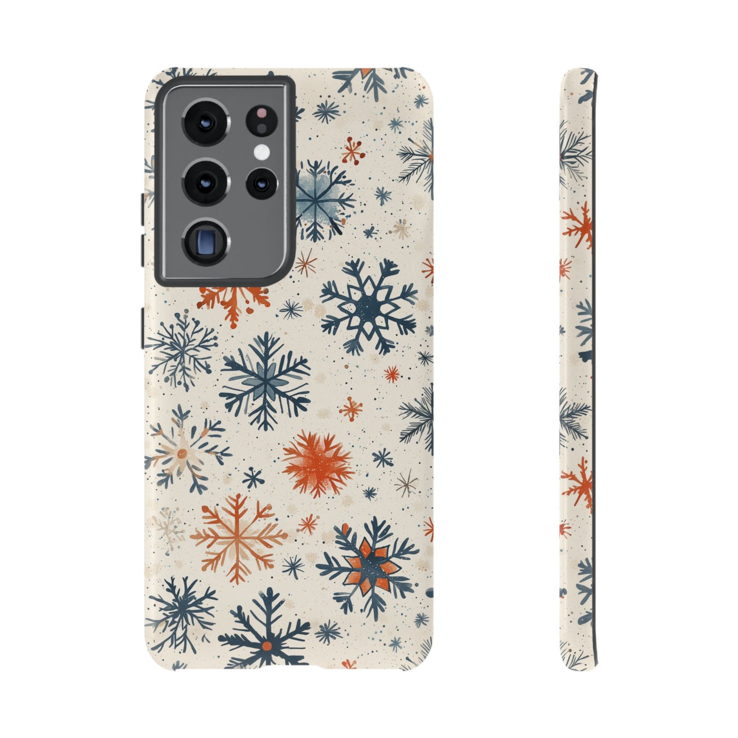 Rustic Orange and Blue Snowflake Pattern – Samsung Galaxy Series Case