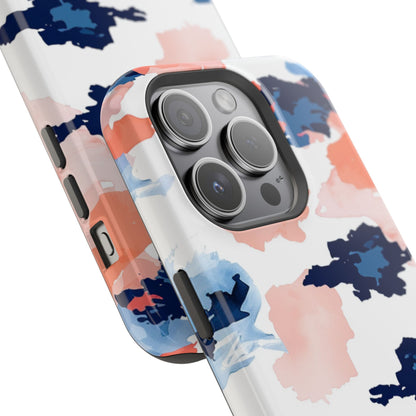 Abstract Coral & Navy Watercolor Design – MagSafe iPhone Case