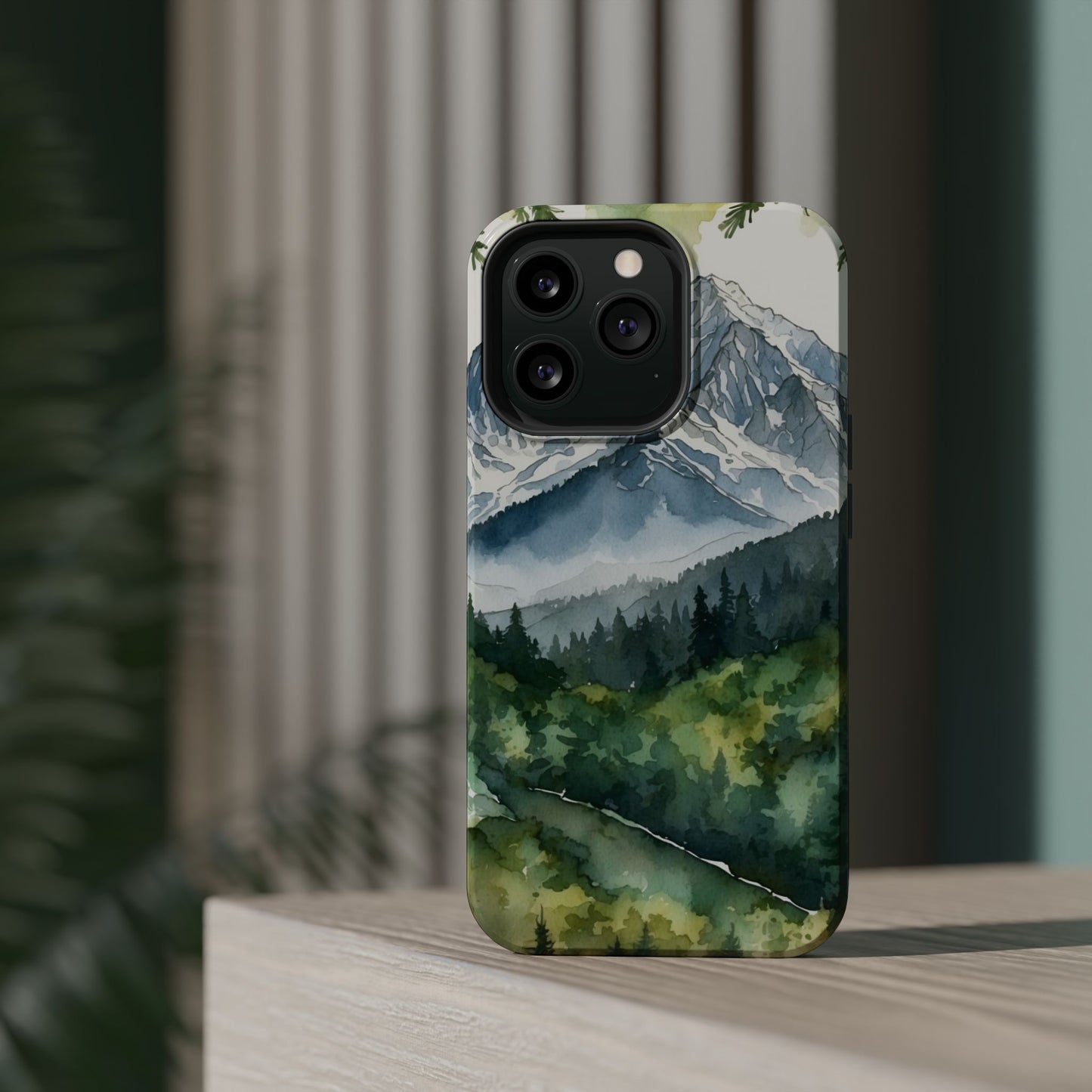 Watercolor Alpine Mountainscape - MagSafe iPhone Case