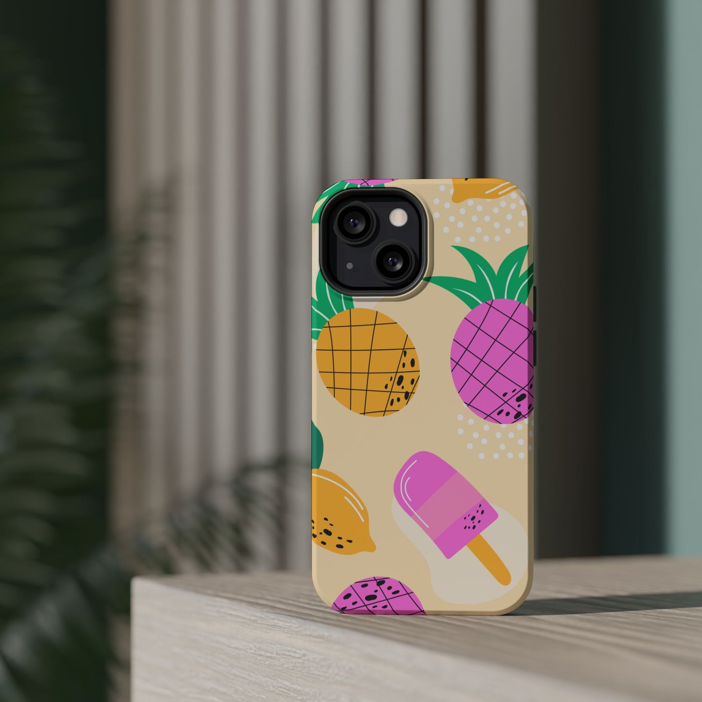 Tropical Pop MagSafe iPhone Case – Fun Pineapple & Lemon Design with Vibrant Summery Colors