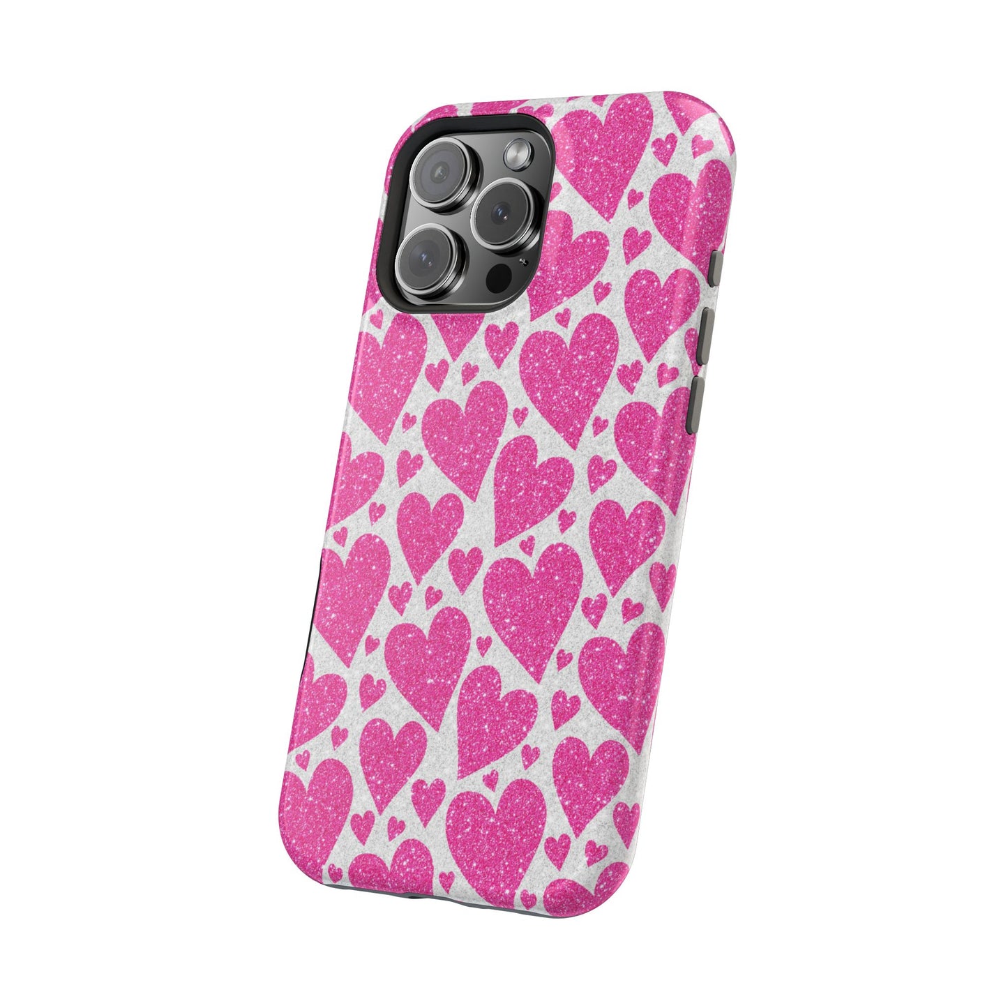 Pink Glitter Hearts Pattern MagSafe Case