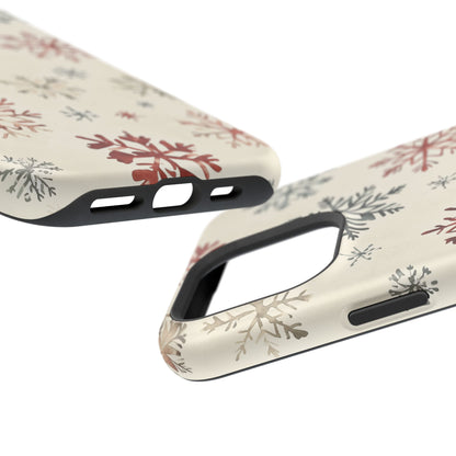 Vintage Red and Gray Snowflake Pattern – MagSafe iPhone Series Case