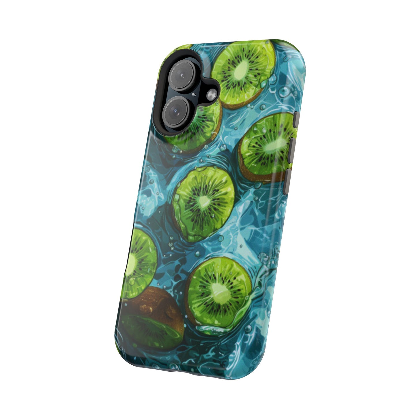 Tropical Kiwi Splash MagSafe iPhone Case – Tough Dual-Layer, Vibrant Summer Design