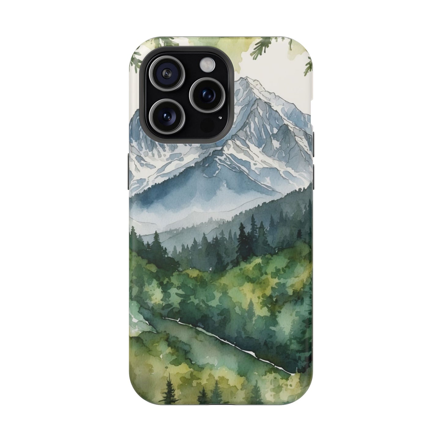 Watercolor Alpine Mountainscape - MagSafe iPhone Case