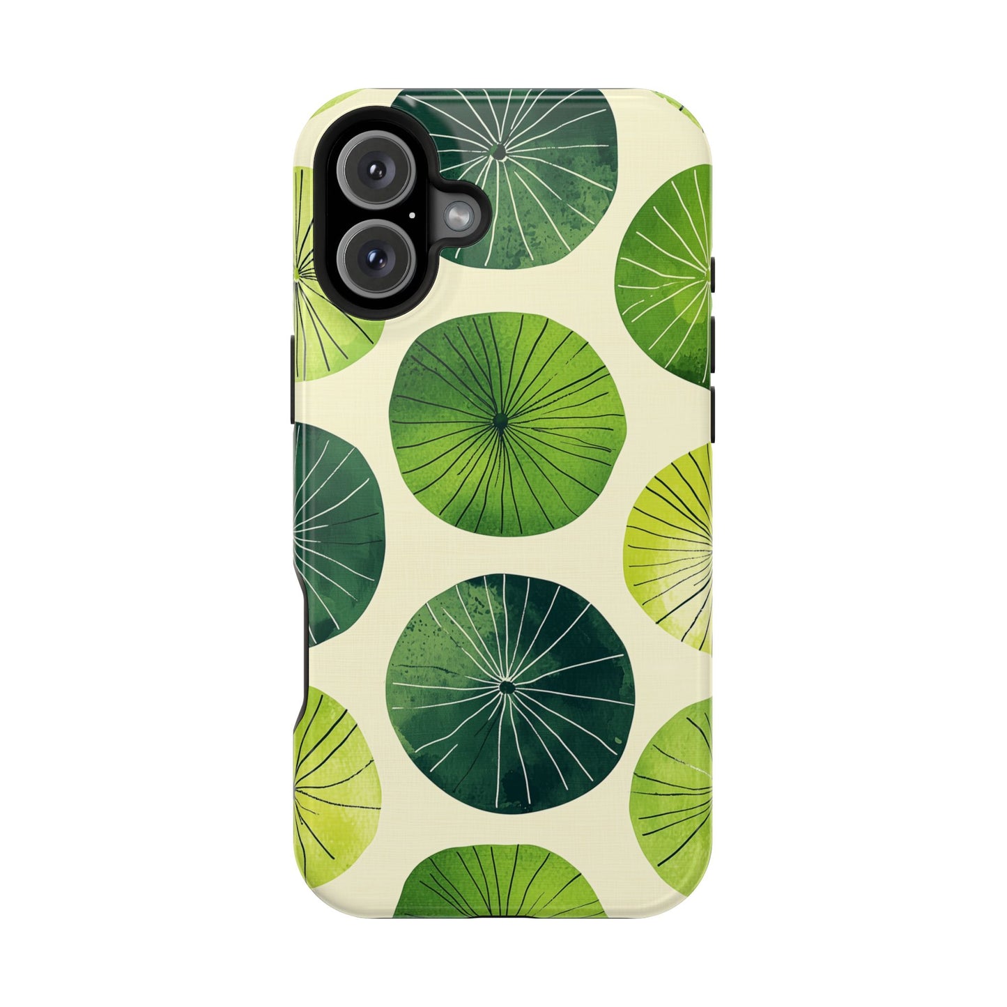 Watercolor Lily Pads MagSafe iPhone Case – Shockproof, Matte Finish, Dual-Layer Protection