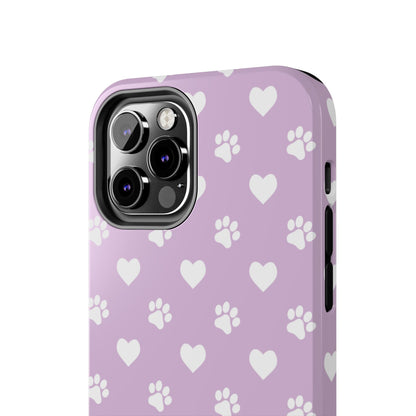 Purple Hearts & Paw Prints - Cute Pet Lover iPhone Case