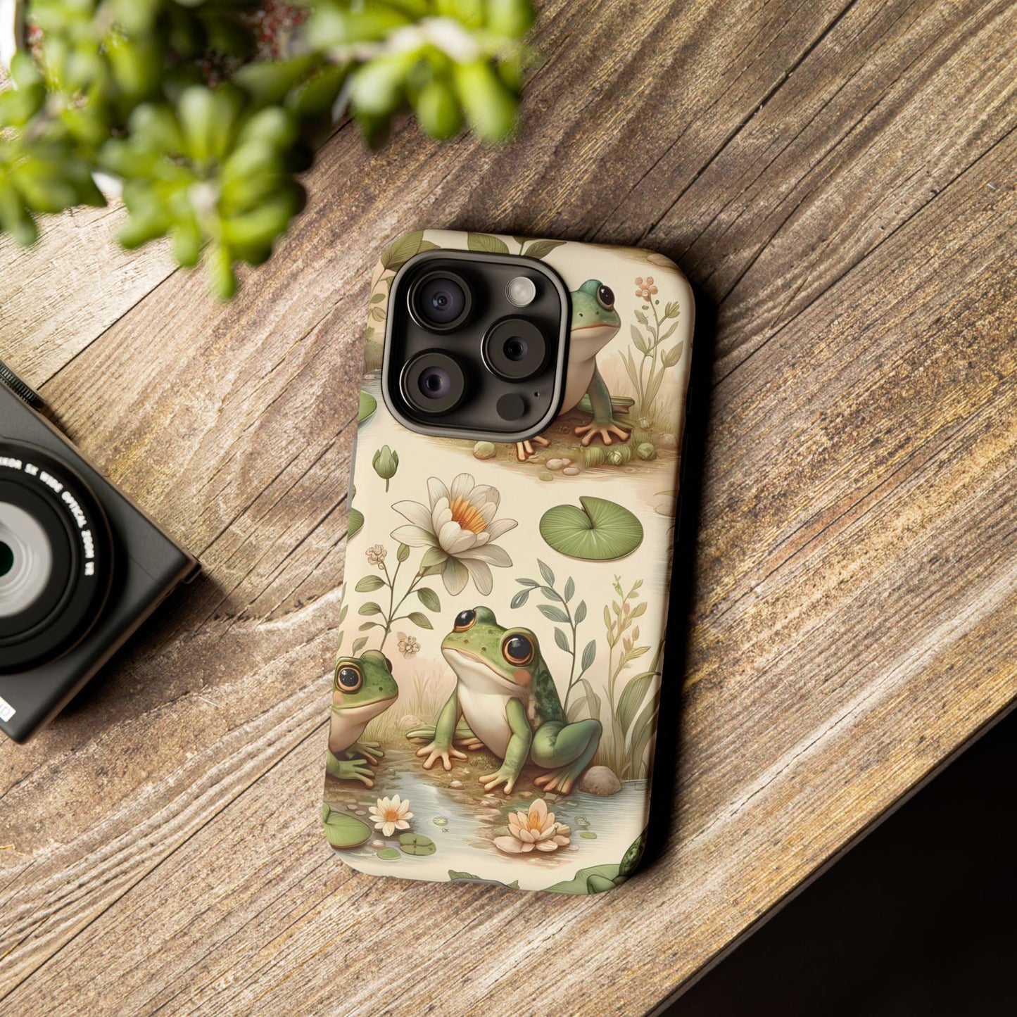 Cute Frogs Phone Case - Pond Pals Frolic - Charming Frog Lily Pad Phone Case for iPhone, Google & Samsung! Great Gift For Any Frog Lover!