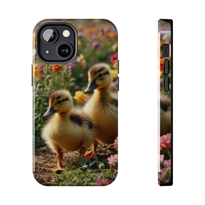 Charming Ducklings in Floral Garden - iPhone Case