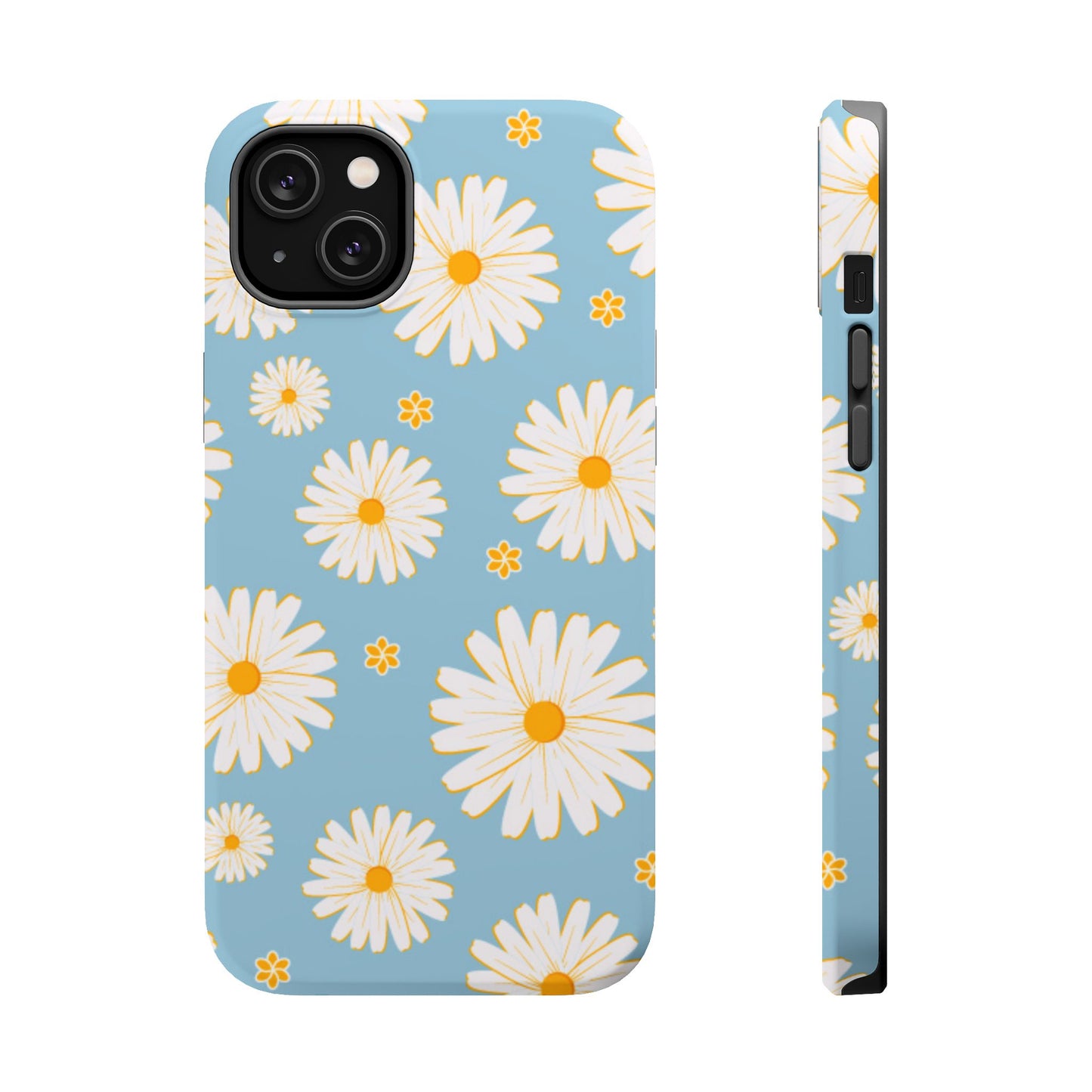 Bright Daisy MagSafe iPhone Case – Light Blue Background, Shockproof and Slim Design