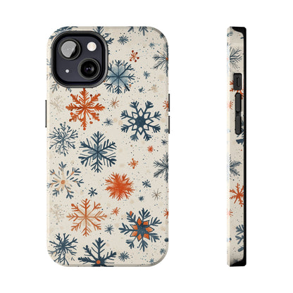 Rustic Orange and Blue Snowflake Pattern – iPhone Series Case