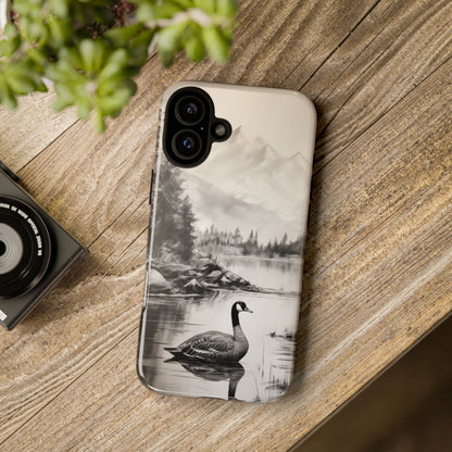 Canadian Goose Phone Case - Charcoal Sketch Design!