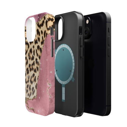 Pink Glam Leopard - MagSafe iPhone Series Case with Glitter Accents