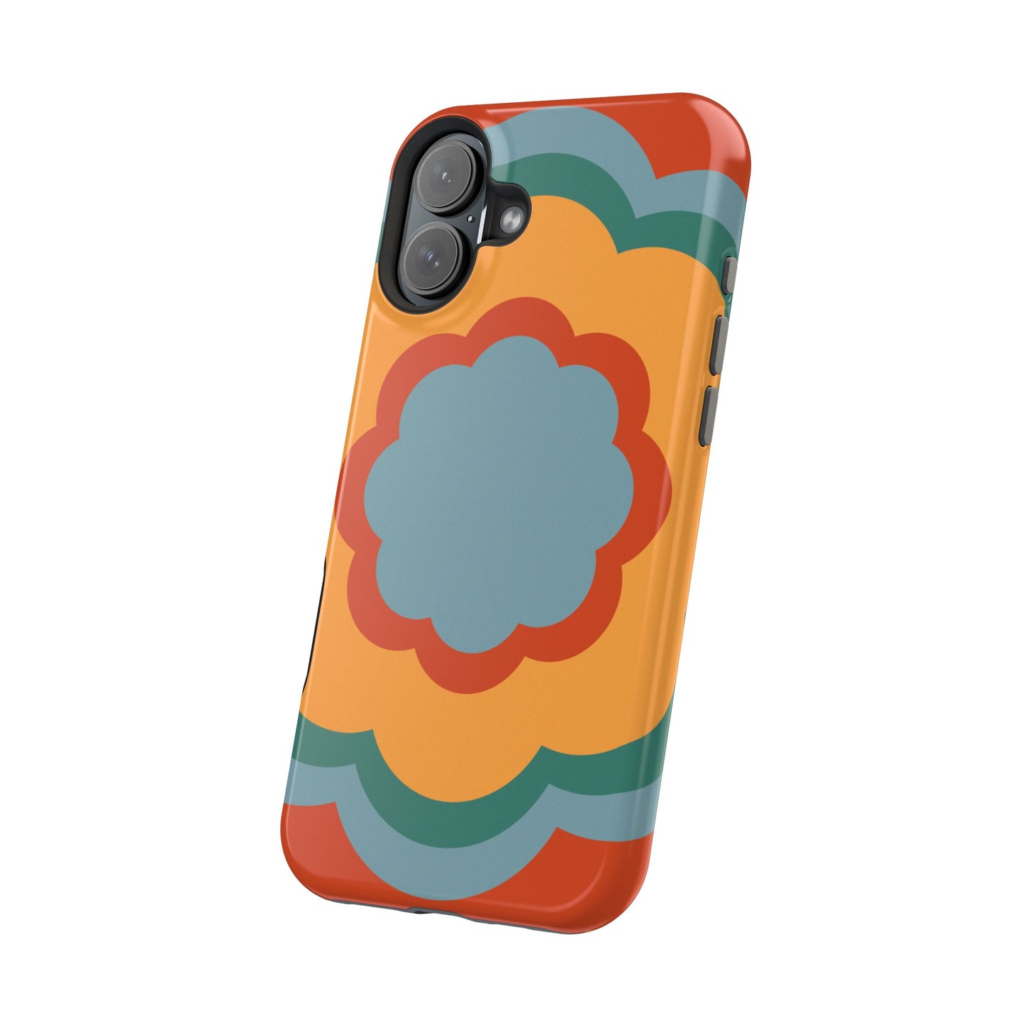 Retro Flower Power MagSafe iPhone Case – Bold 70s-Inspired Design with Dual-Layer Protection