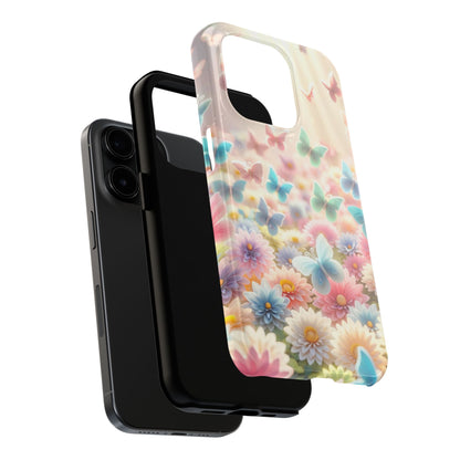 Butterfly Flower Garden - iPhone Case - Pastel Floral Protective Cover