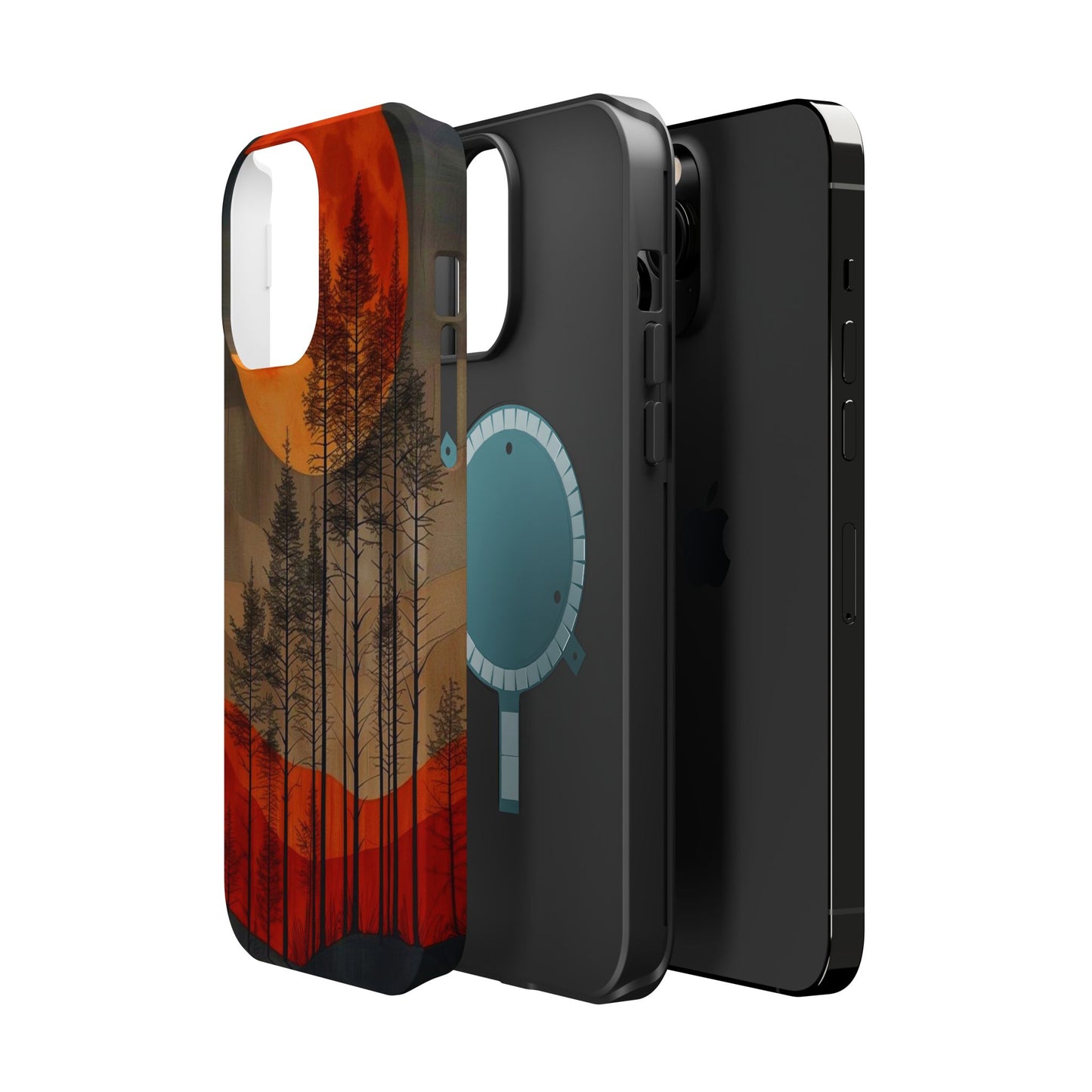 Moody Forest Moonrise MagSafe iPhone Case – Dark Landscape Design, Dual-Layer Protection