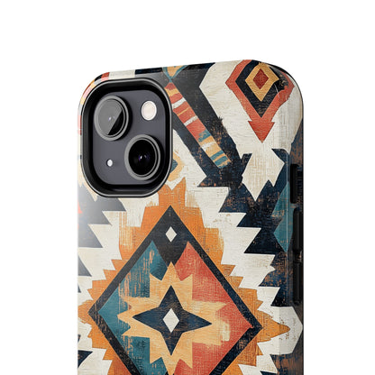 Vintage Southwestern Diamond Tough iPhone Case – Rustic Tribal Design, Dual - Layer Protection - BOGO Cases