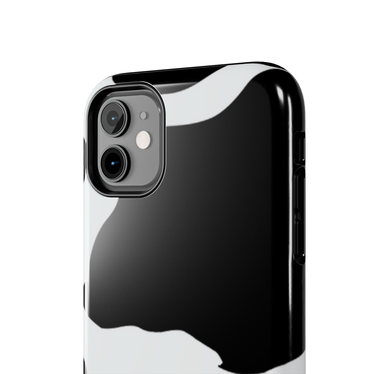 Bold Black and White Cow Print Tough iPhone Case – Modern Animal Pattern with Dual-Layer Protection