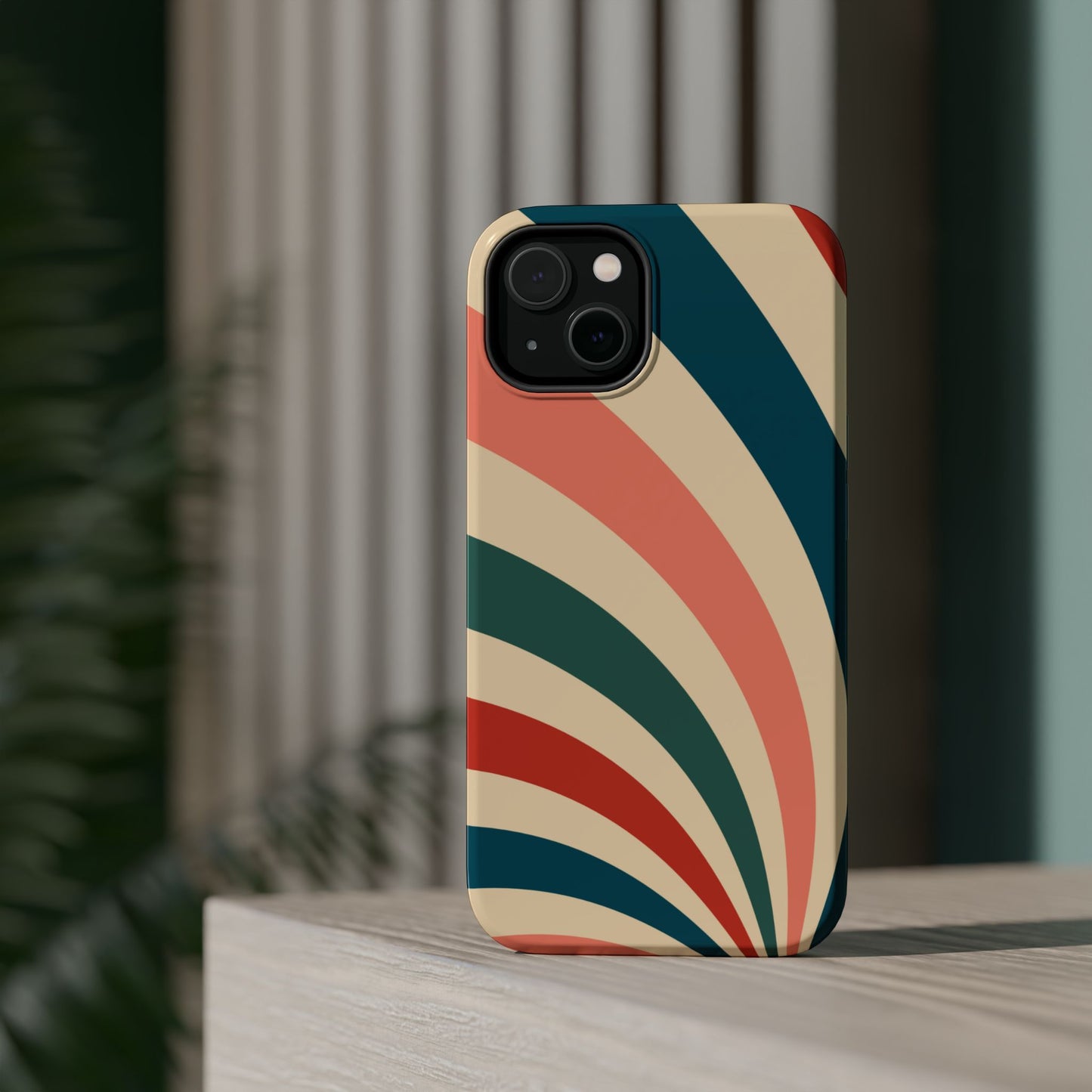 Retro Sunburst Swirl MagSafe iPhone Case – Dual-Layer Protection with Bold 70s Vibes