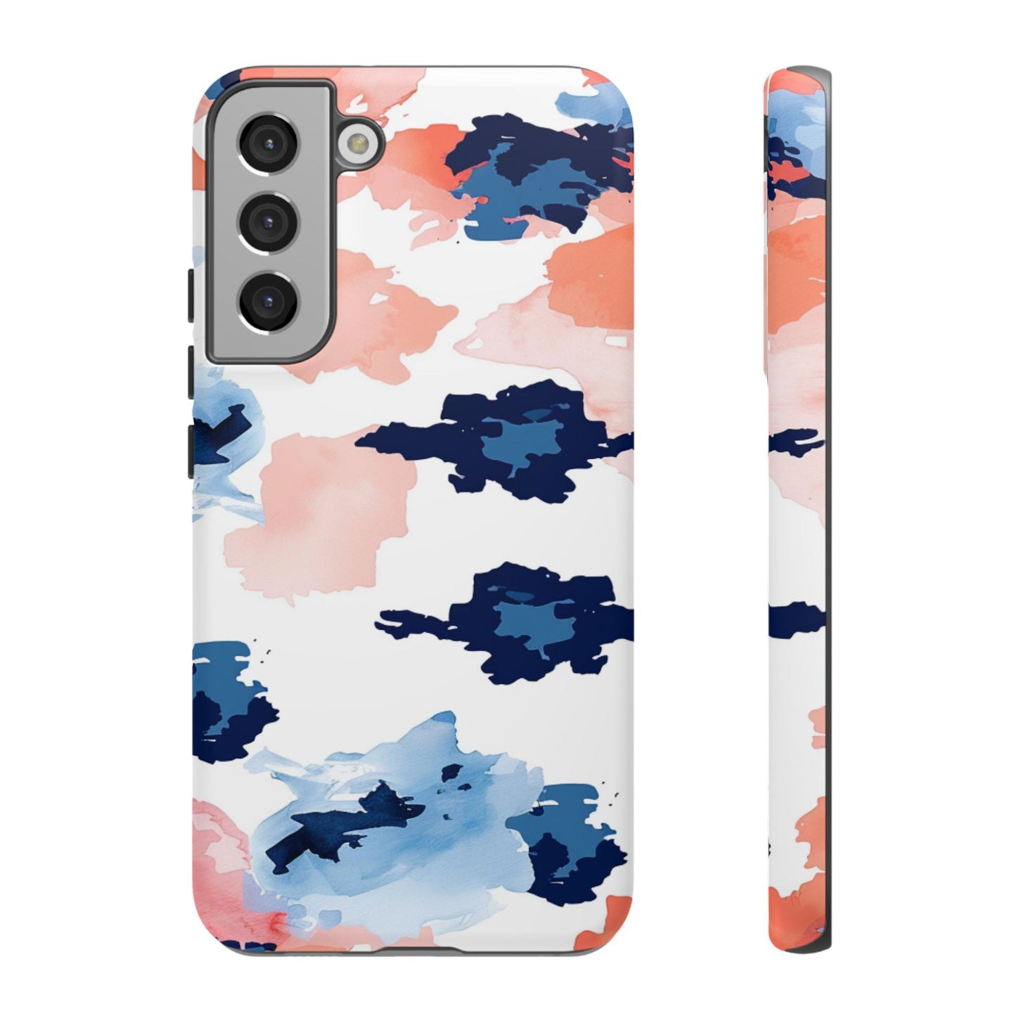 Abstract Coral & Navy Watercolor Design – Samsung Galaxy Case