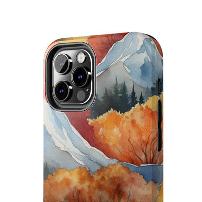 Autumn Mountain Forest Watercolor - iPhone Case